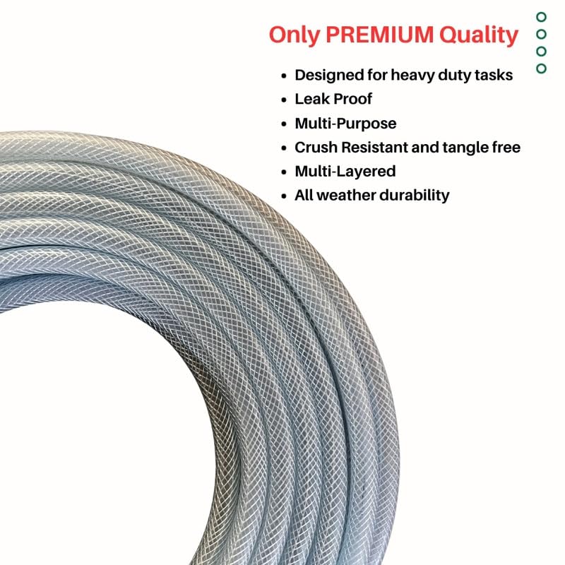 Image of PIK Premium PVC Multi-layered Heavy Duty Braided water Hose pipe - Size 3 /4 inch, 30 Meters long, White Transparent color | Gardening, Cleaning, Indoors & Outdoor use