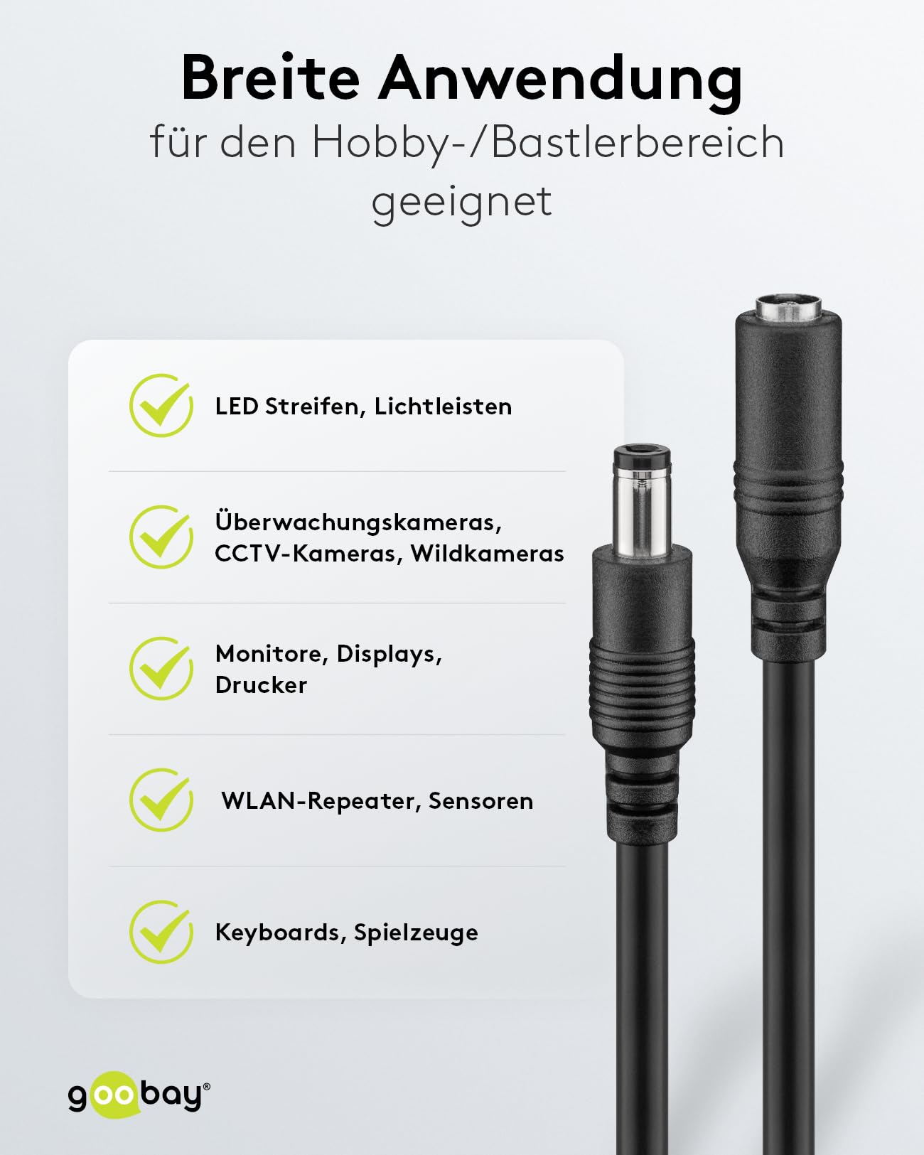 DC verlengkabel | Goobay | 1.5 meter | 5.5 x 2.1 mm (5A, 24 V, Zwart DC verlengkabel | Goobay | 1.5 meter | 5.5 x 2.1 mm (5A, 24 V, Zwart