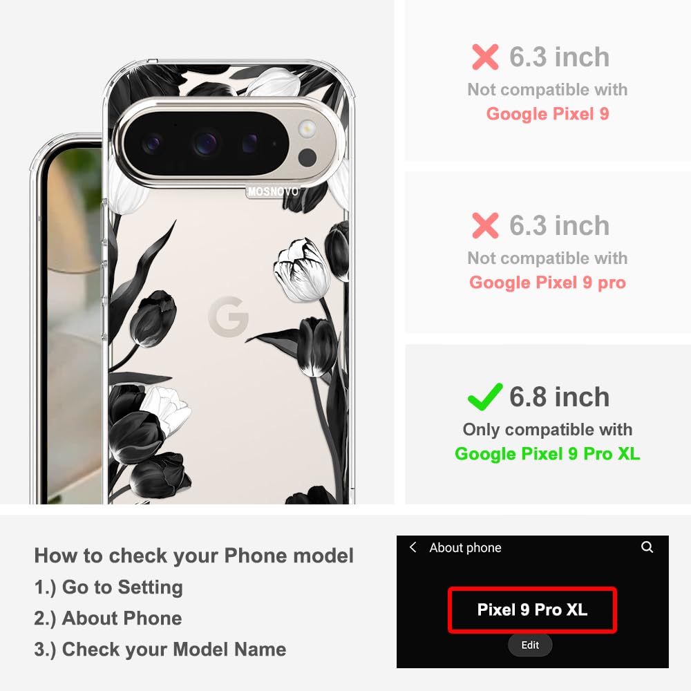 MOSNOVO Case for Google Pixel 10 & Pixel 10 Pro, [Buffertech 6.6ft Military-Grade Drop Protection] [Anti Peel Off Tech] Clear TPU Bumper Phone Case Cover Design - Cute Cherry — view 212