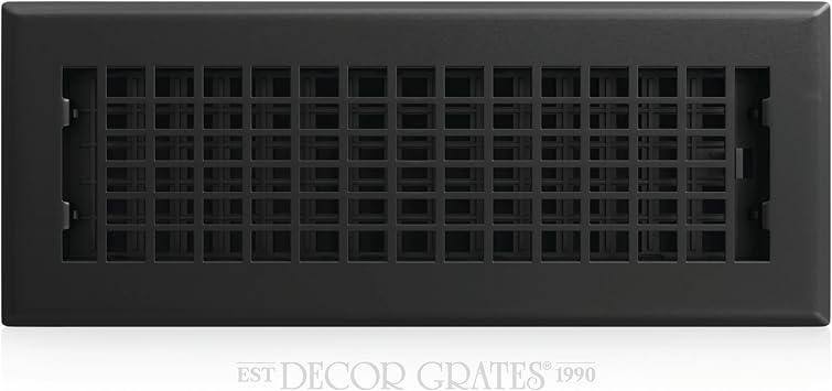 Decor Grates Metal Lattice Decorative Air Vent Cover 3x10 Floor Register Adjustable Control Lever AC Floor Vent Covers for Home Floor Vents Fits 3 x 10 Inch Opening Black LTH310-BLK