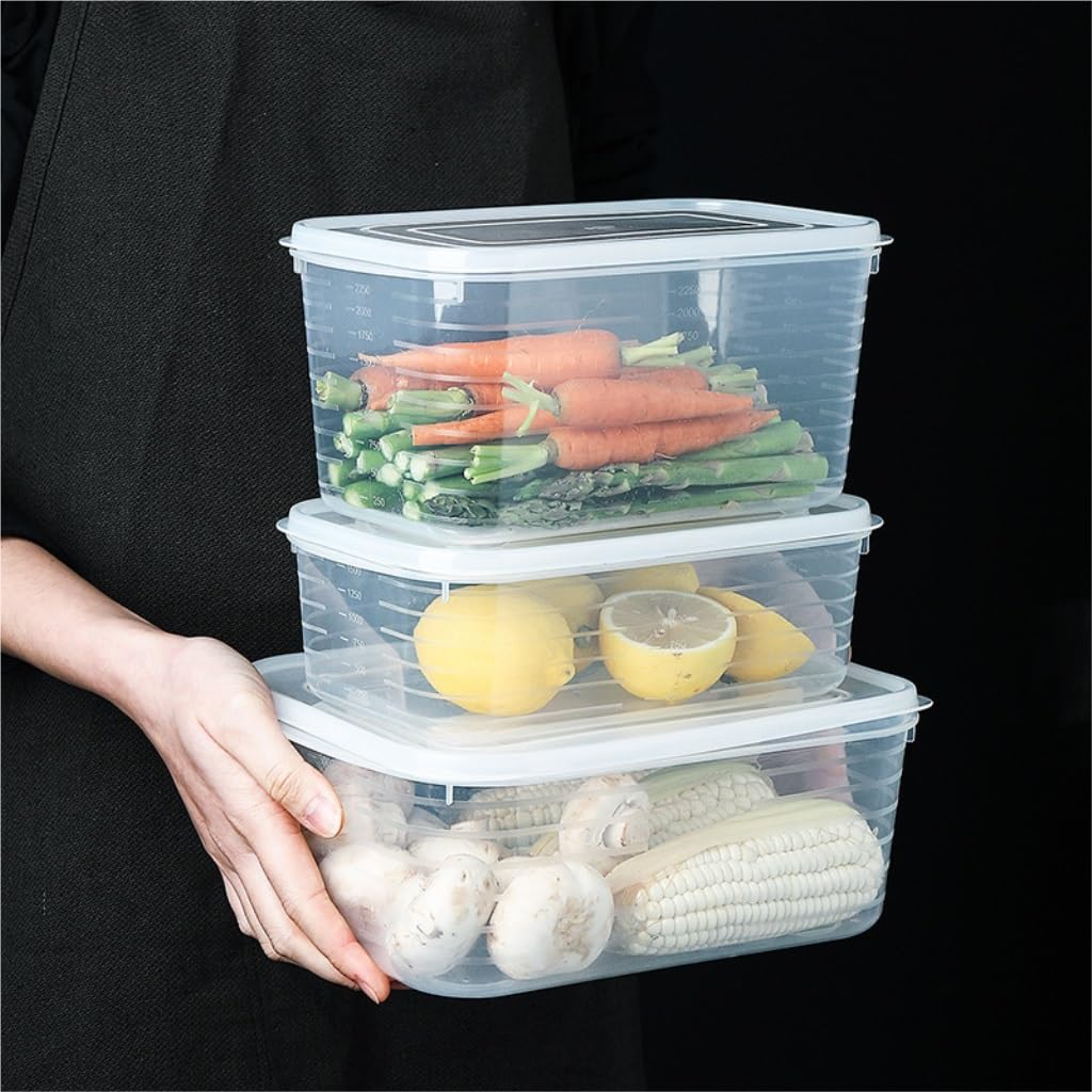 Recipientes para Alimentos Caja de almacenamiento Caja de almacenamiento for refrigerador Caja de almacenamiento for congelador Caja for refrigerador rectangular con tapa para Refrigerador Frutas Vege