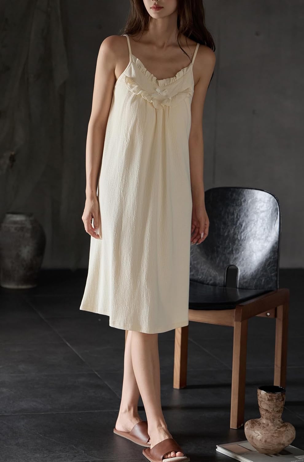 Women's Vintage Nightgown with Robe 2 Pcs Cotton Victorian Sleepwear Sexy Slip Dress Robe Set - Image 5