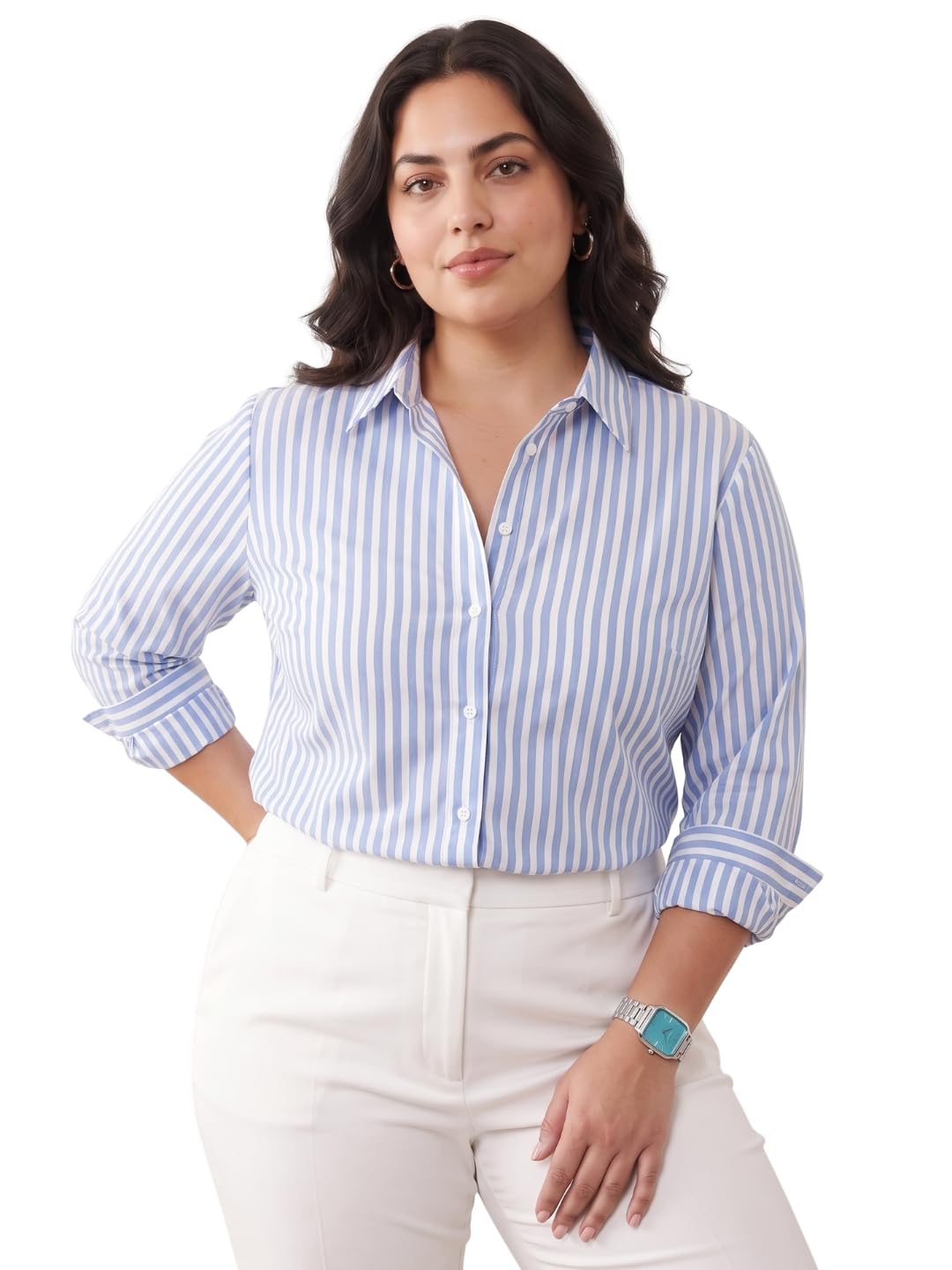 unstd Women Plus Size Striped Cotton Shirt | Regular Fit Full Sleeve | 3XL-6XL-picture-46