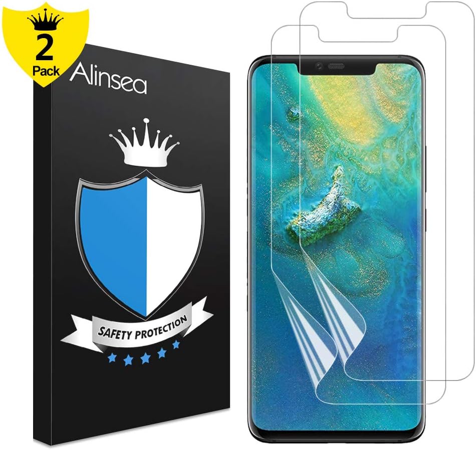 Alinsea Compatible for Screen Protector Mate 20 Pro [2-Pack] [Bubble-Free] [Case-Friendly] [Wet Applied] Ultra Slim TPU Screen Protector Film [Instant Responsive] [No Lifting on Edges]