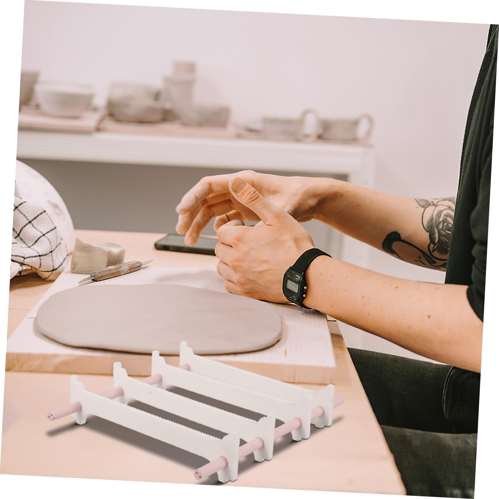 Brennofen für Hobbytöpfer mit Feuerfestem Ständer aus Aluminiumoxid Verschleißfest und Bruchunempfindlich für Keramik Schmuck und Kleine Anhänger Beim Brennen