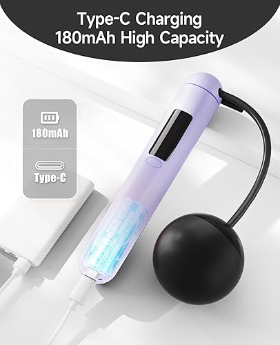 Miniatura 6 de ACHDOFITS 2-in-1 Jump Rope Weighted & Cordless for Home, Real Rope for Outdoor - Smart LED Counter, Adjustable & Rechargeable for Adult Cardio