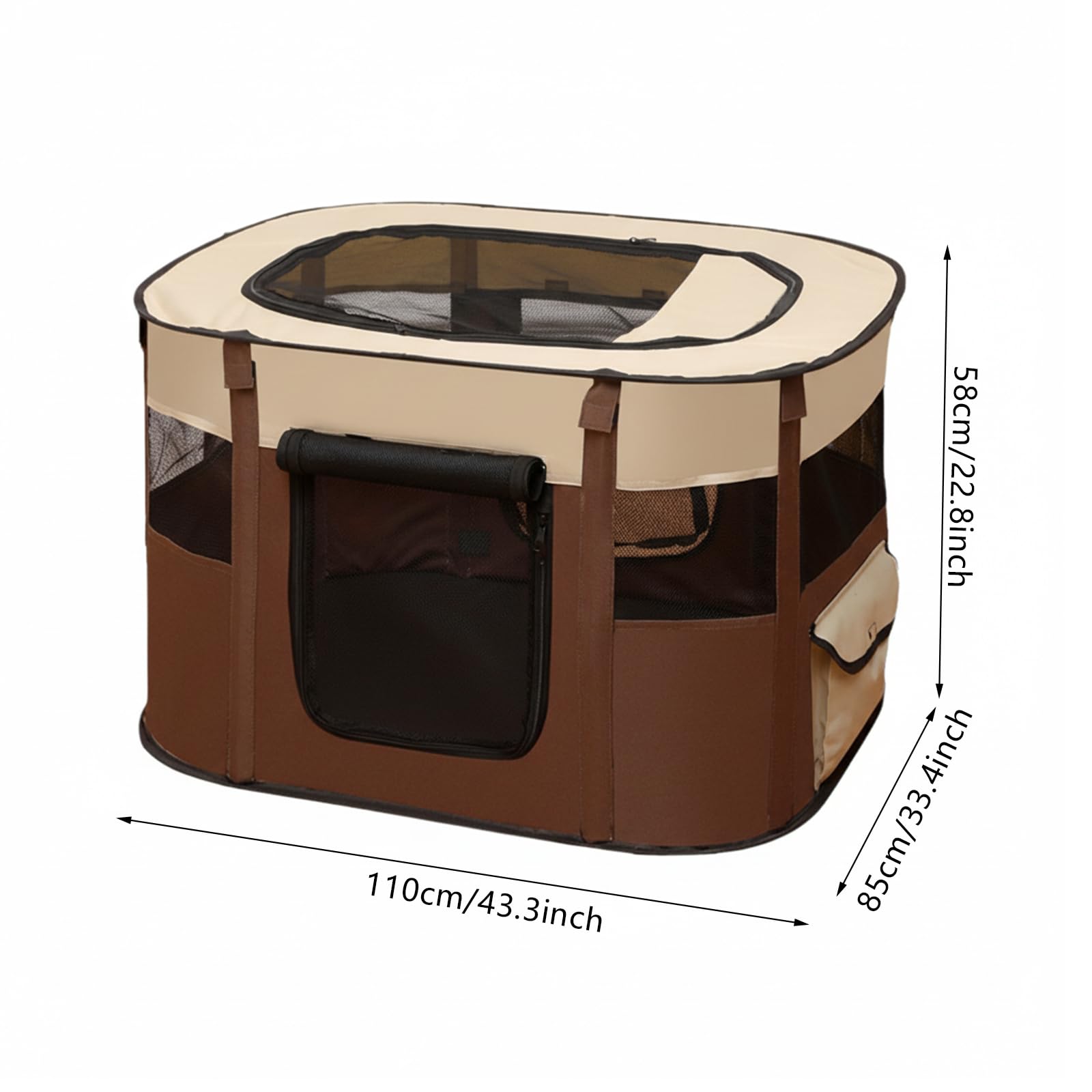 Station de maternité portable fermée pour animaux de compagnie, avec bonne ventilation, pliable, pour petits animaux, chiens, chats, lapins, chatons, chiots et lapins, 110 x 85 x 58 cm