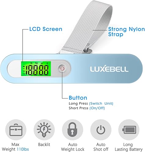 Miniatura 2 de Balanza digital de equipaje de regalo para maleta de viajero Balanza de peso de mano 110lbs
