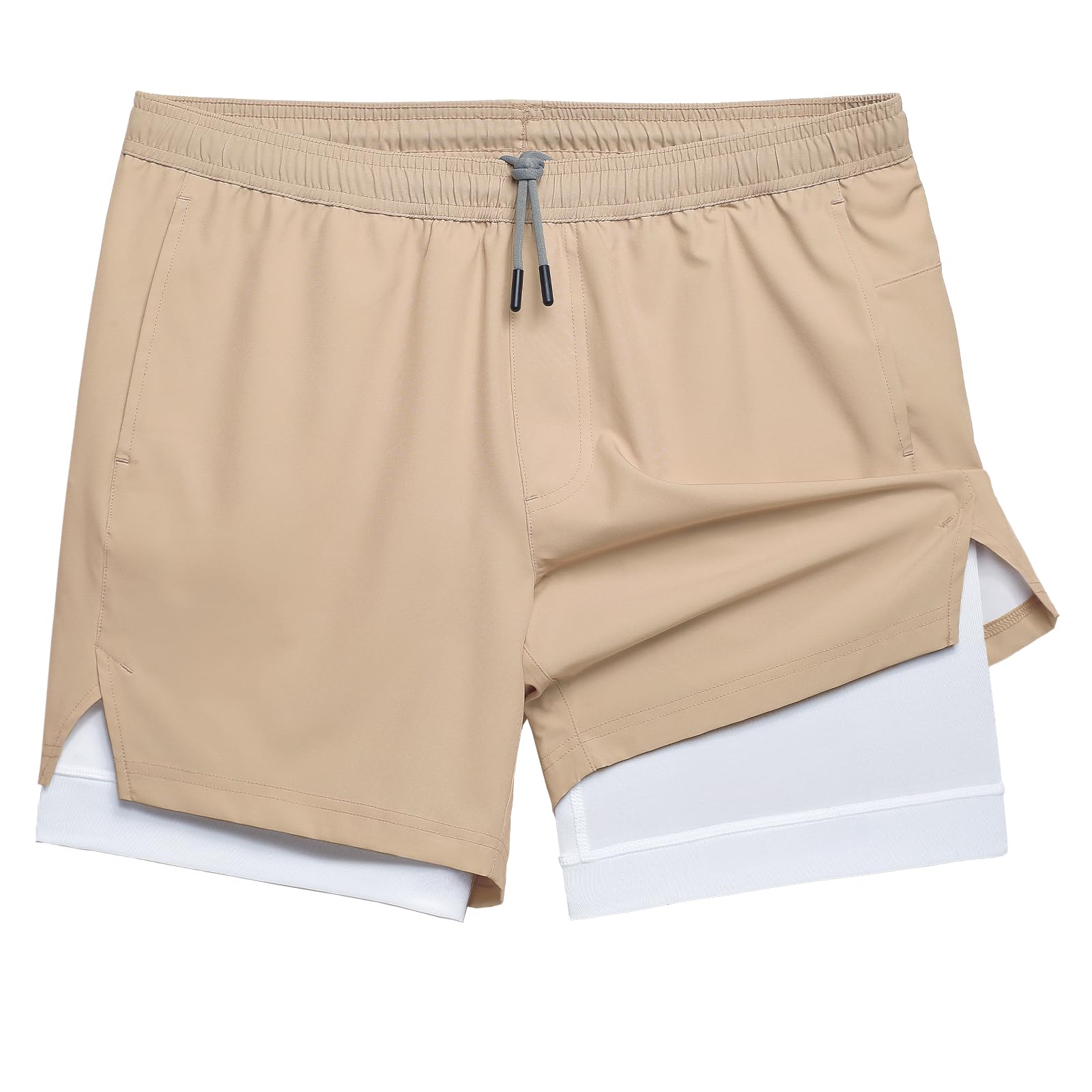 maamgic Mens 2 in 1 Workout Shorts 5'/7' Gym Running Shorts with Liner