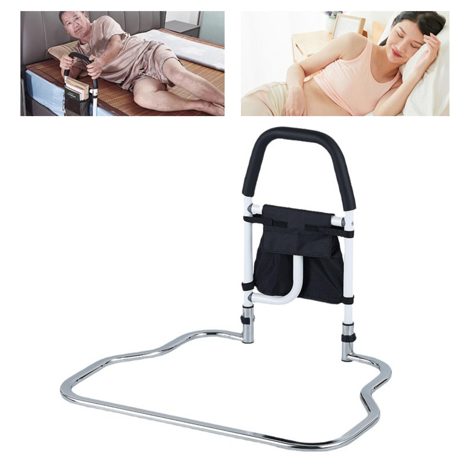 Barandilla de Cama, Barra de Asistencia de Cama de Aleación de Aluminio Fuerte Plegable para Adultos Mayores, Soporte Portátil para Uso Doméstico