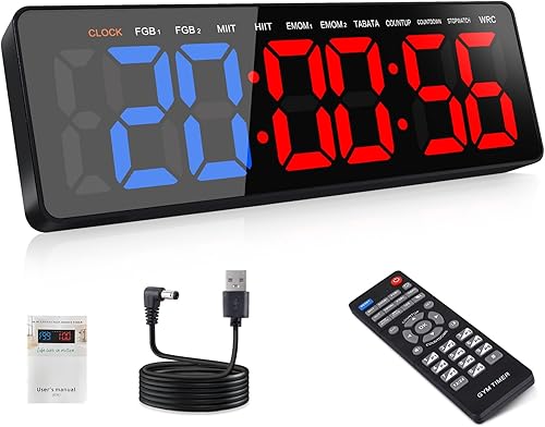 Temporizadores de gimnasio, reloj de pared con pantalla LED grande de 16.5 pulgadas, temporizador de intervalos para entrenamiento,