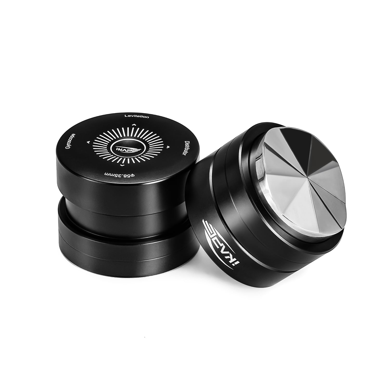 IKAPE 58,35 mm Espresso-Kaffeeverteiler, Kaffee-Doppellager- und Hochgeschwindigkeitsverteilungswerkzeug, adaptiver Höhen-Kaffeetamper-Nivellierer für Siebträger über 58 mm