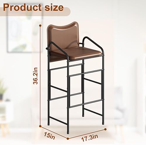 Miniatura 26 de GILLAS Juego de 2 taburetes de bar, sillas de bar altas con respaldo y reposapiés, altura de mostrador de estilo industrial, color negro Negro