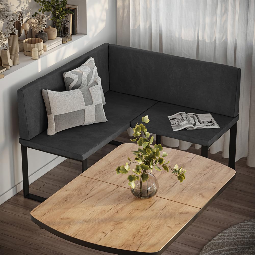 Vicco Eckbank Ravon, Anthrazit, 120 x 120 cm, geeignet als Essbank für Küchen- und Essbereiche
