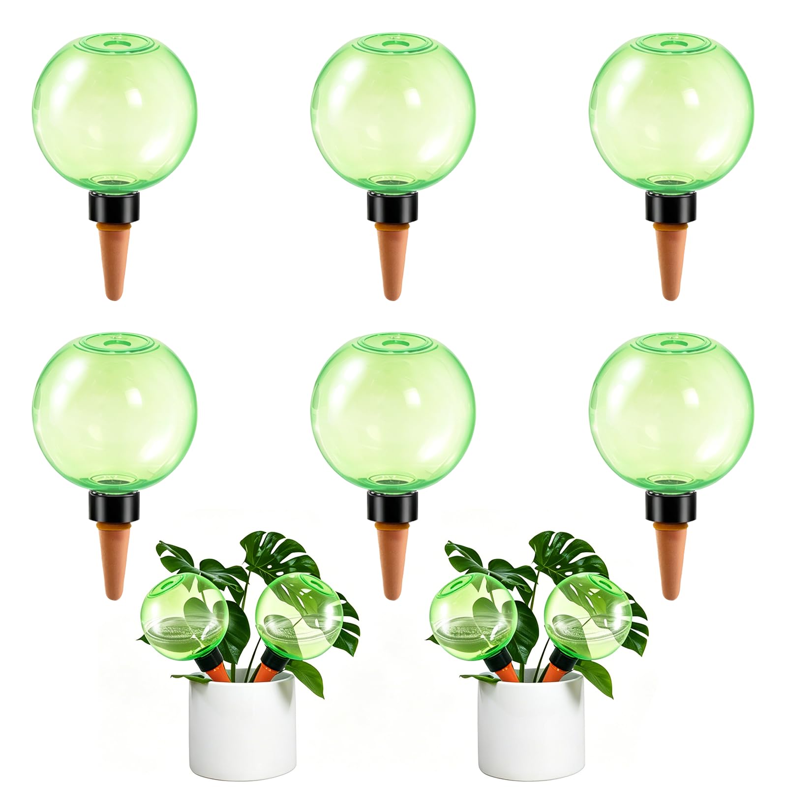 Lot de 6 grands globes d'arrosage automatique pour plantes, 500 ml, en plastique, système d'arrosage des plantes, terre cuite, piquets d'eau pour intérieur (lot de 6)