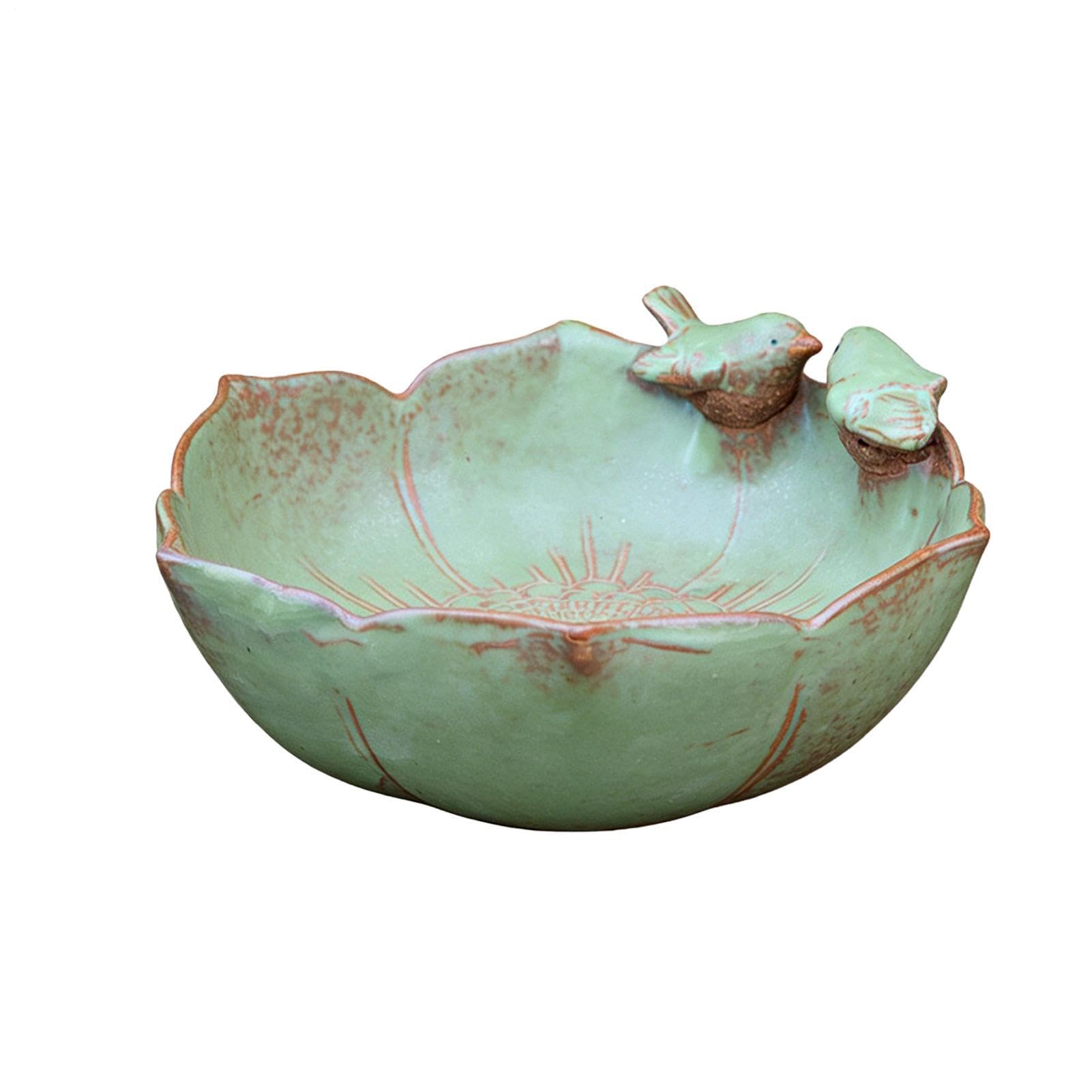 Bebedero para Aves de Cerámica Gran Alimentador Decoración para Jardín | Bebedero de Cerámica Maceta para Exterior para Jardín Interior Exterior, Patio, Balcón, Ventana, Terraza