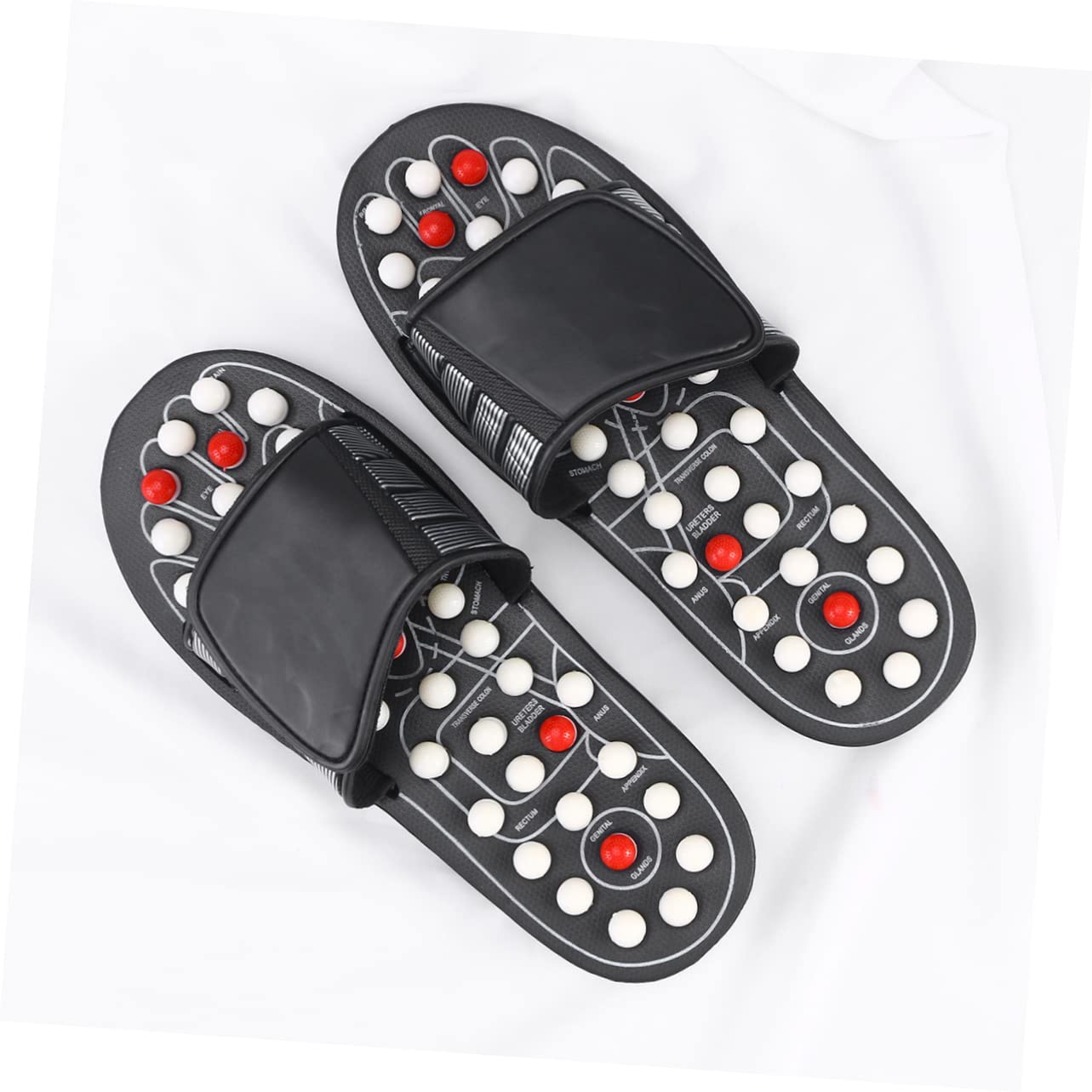 Anneome Fußgesundheits-massagehausschuhe Tai Chi Rotationsmassage Schuhe Mit Akupressurpunkten Für Männer Und Frauen Entspannende Fußreflexzonenmassage Schwarzes Punktdesign