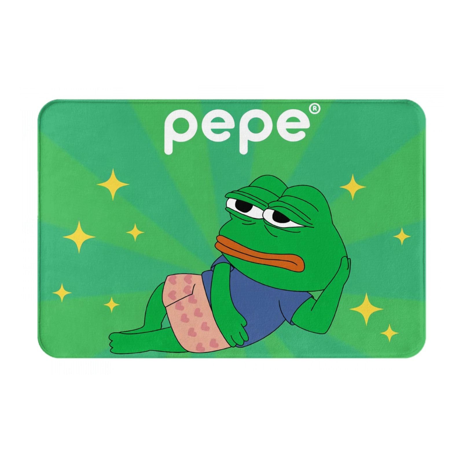 Amazon | カエルのペペ 玄関マット カーペット 室内 屋外 バスマット