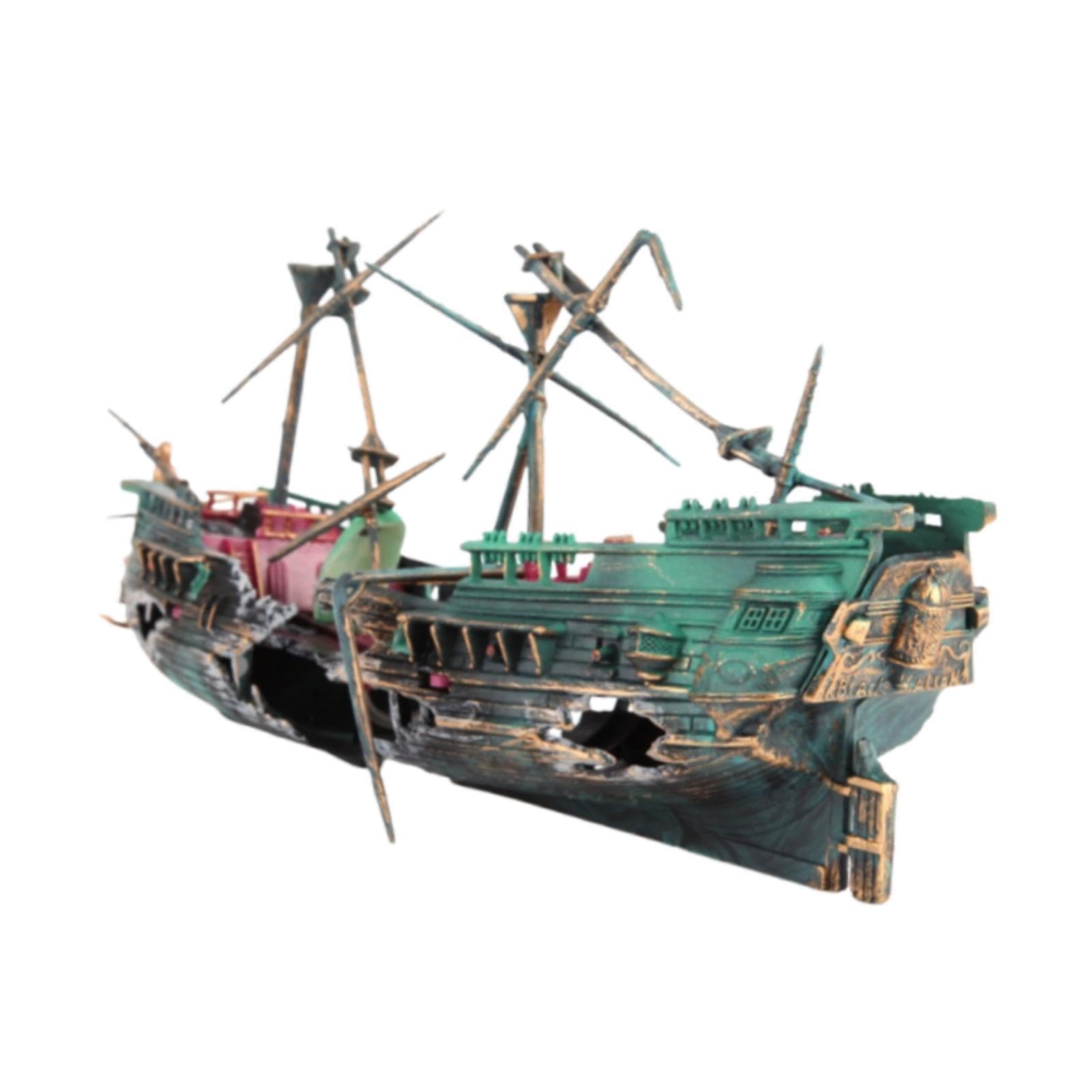 Qianly Decoración Creativa para Peceras: del Tesoro, Mini del Tesoro, Decoración de Barco Hundido, Decoración de para Acuario, Tesoro