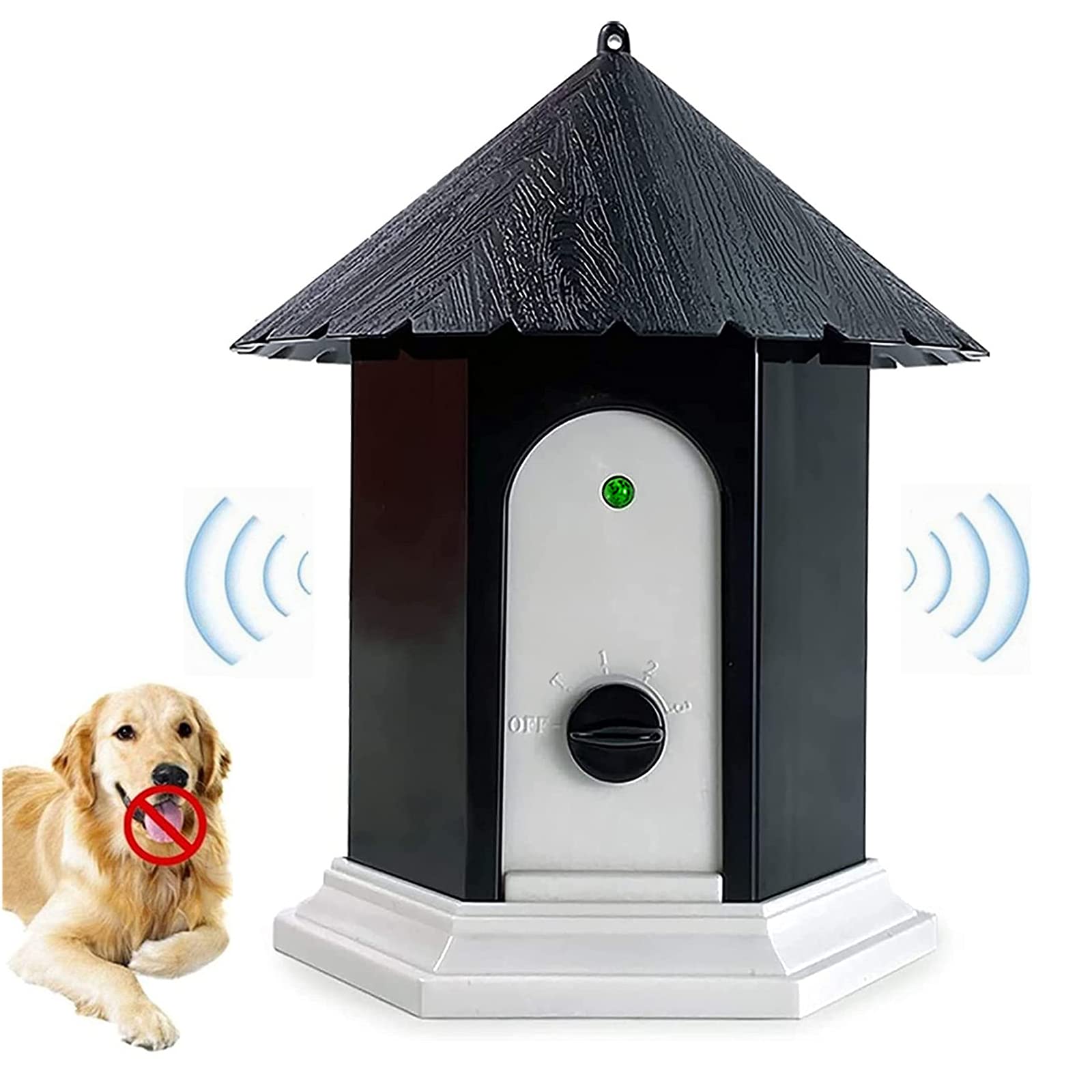 UANAX Outdoor Barking Control Device, Ultrasonic Stop Barking, Sonic Bark Deterrents Dog Silencer Bark Box for Small Medium Large Size Dogs in Birdhouse Shape