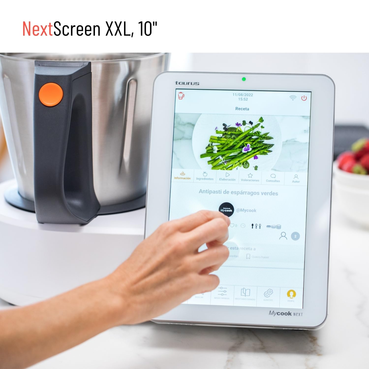 Taurus Mycook Next - Robot de Cocina con wifi, pantalla XXL, cocina por voz, inducción, cocción lenta o alta temperatura, sous-vide, 30 funciones, 2000W, jarra 3.75L, app mycook + accesorios