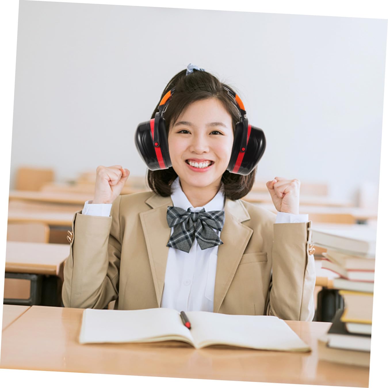 Gadpiparty 5pièces Casque Antibruit Pour Auditive Bruit Pour Sommeil Événements Earmuff Réglable Rouge