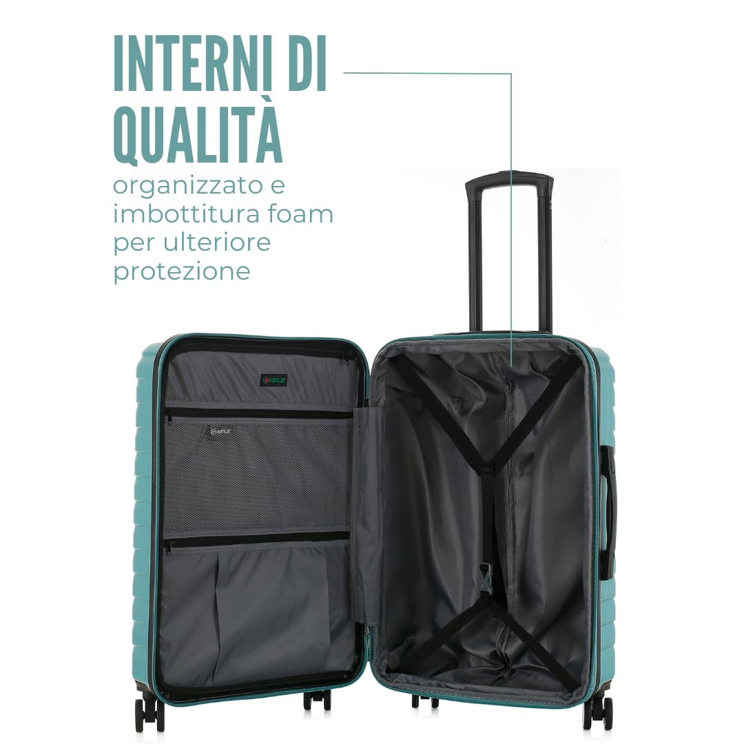 Krypton - Trolley S Espandibile Bagaglio a Mano, 55 x 40 x 20 cm, con TSA, Con cerniera espandibile 5 cm 35/41 L, super leggero 2,4 kg (Green, Bagaglio a mano 55x40x20cm)