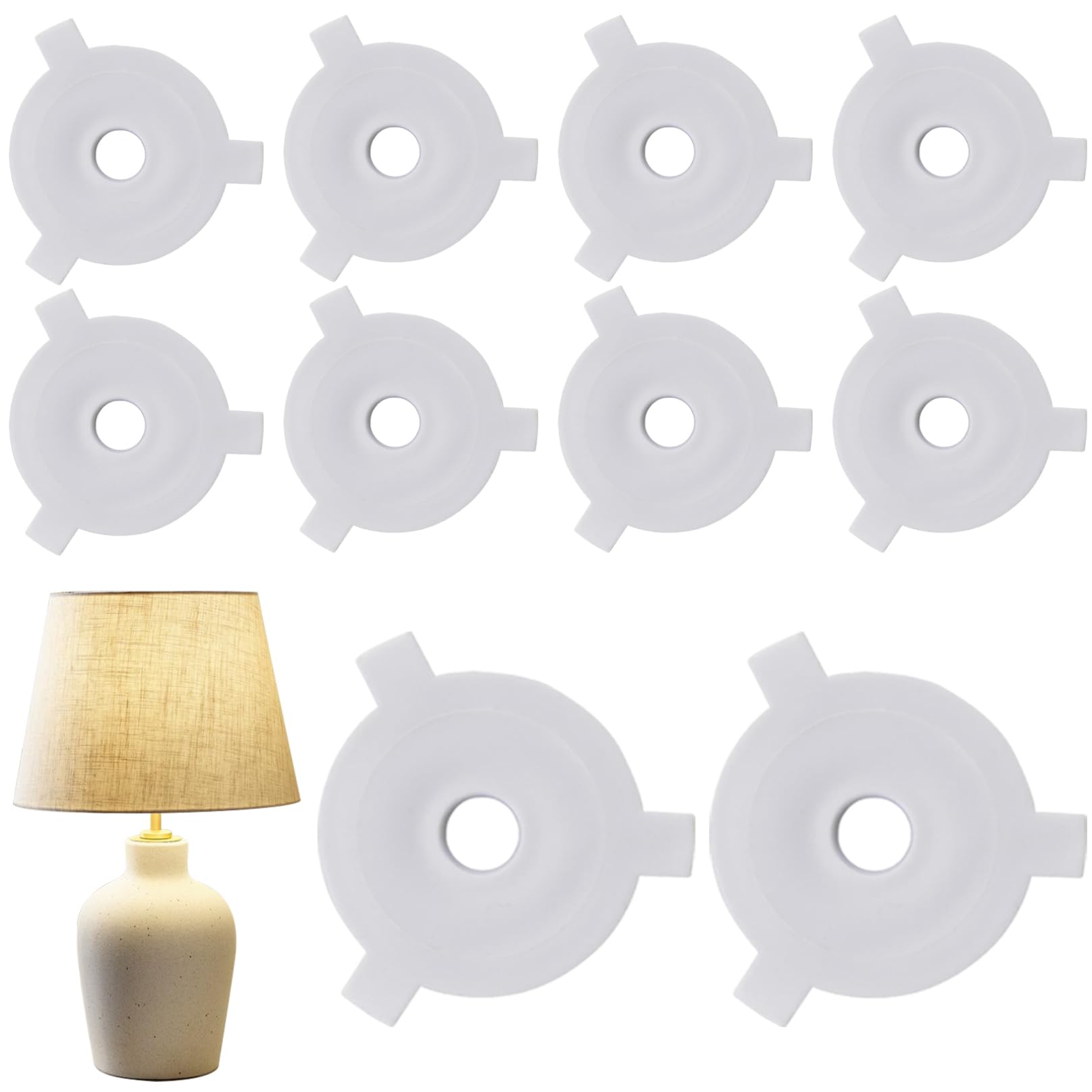 DAGLLGEW 10Pcs Lamp Shade Adapter, E27 to 11mm Lamp Shade Ring, White Plastic Lampshade Adapter, Replacement Ring Lampshade Parts