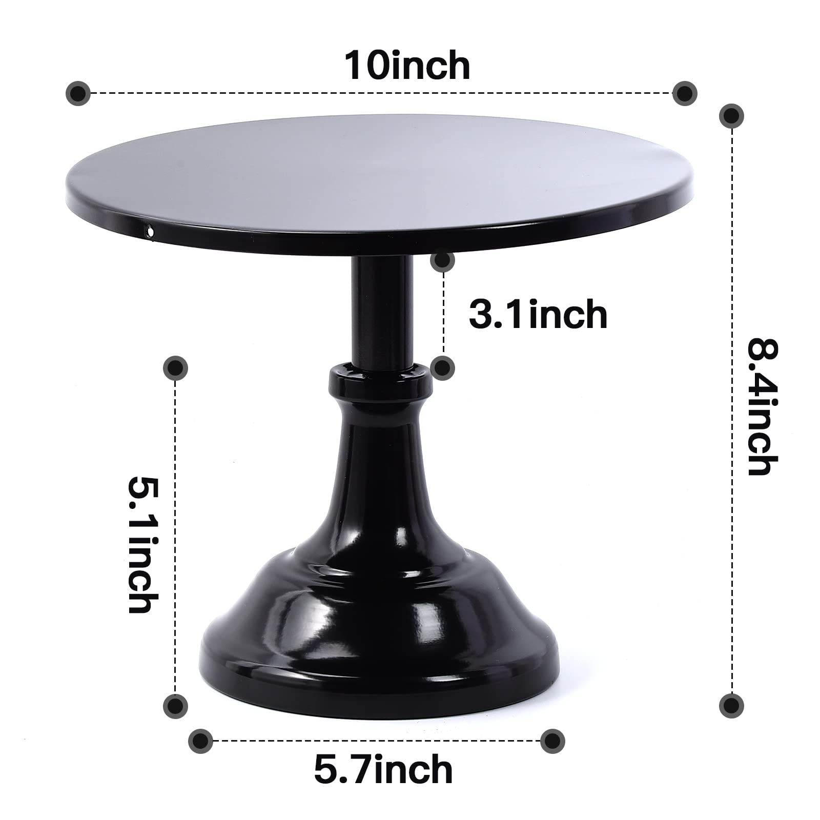 Distlety Black Cake Stand 10 inch Round - Cupcake stand - Metal Cake Holder Stand For Wedding Reception Birthday Party Graduation and Other Events