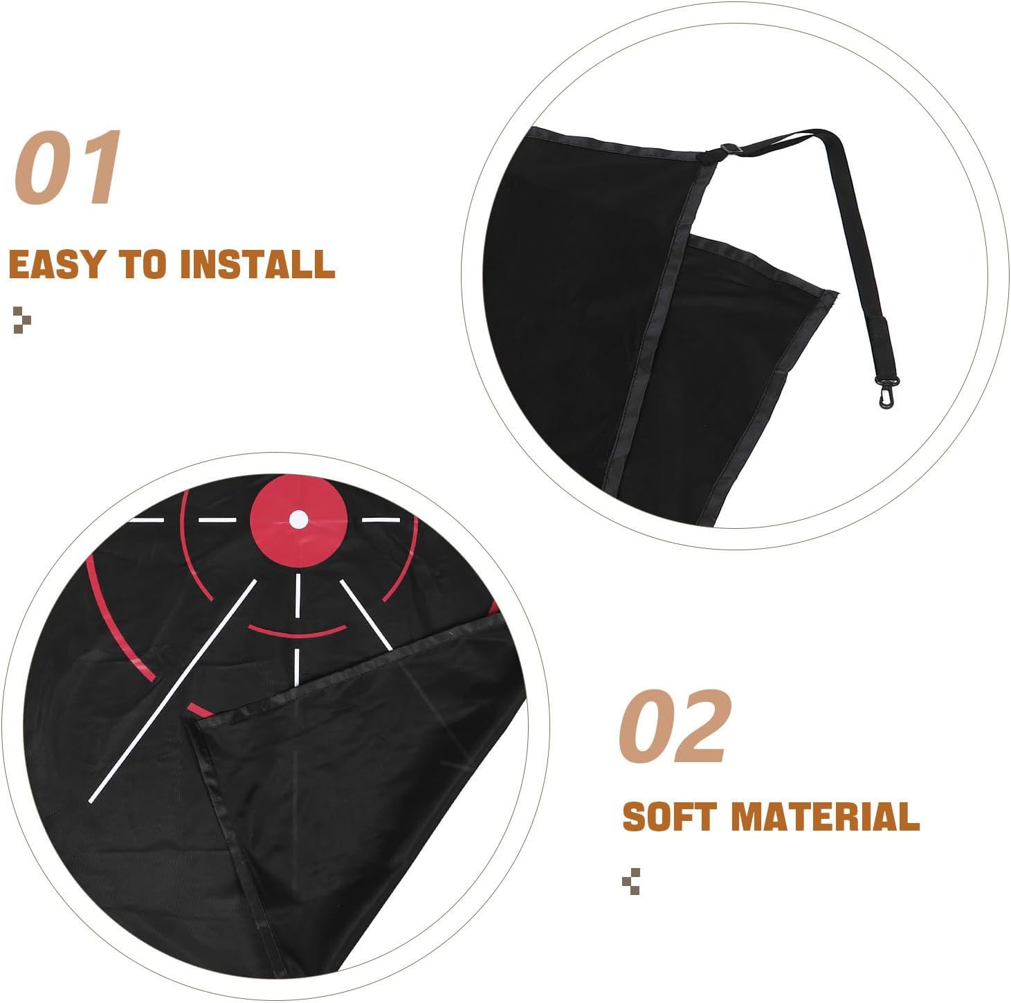 Cabilock Golf Practice Target Cloth for Silent Practice Hitting Net with Easy Setup Polyester Material and Straps, Portable Golf Training Aid for Indoor and Outdoor Use, 61x40 Inches