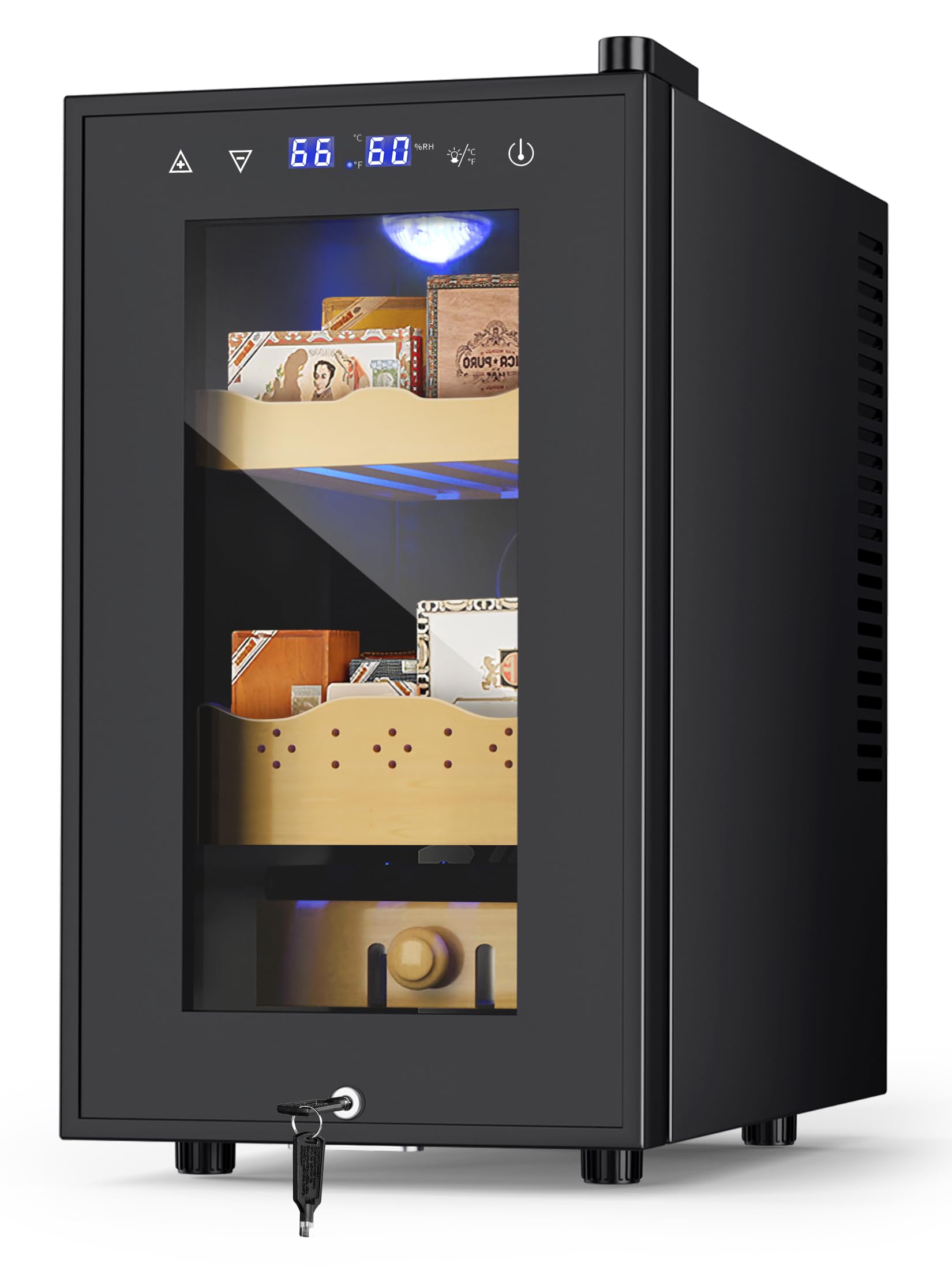 25L Electronic Humidor Electric Cooler with Spanish Cedar Shelves Intelligent Temperature and humidity Control 200 Counts Gift for