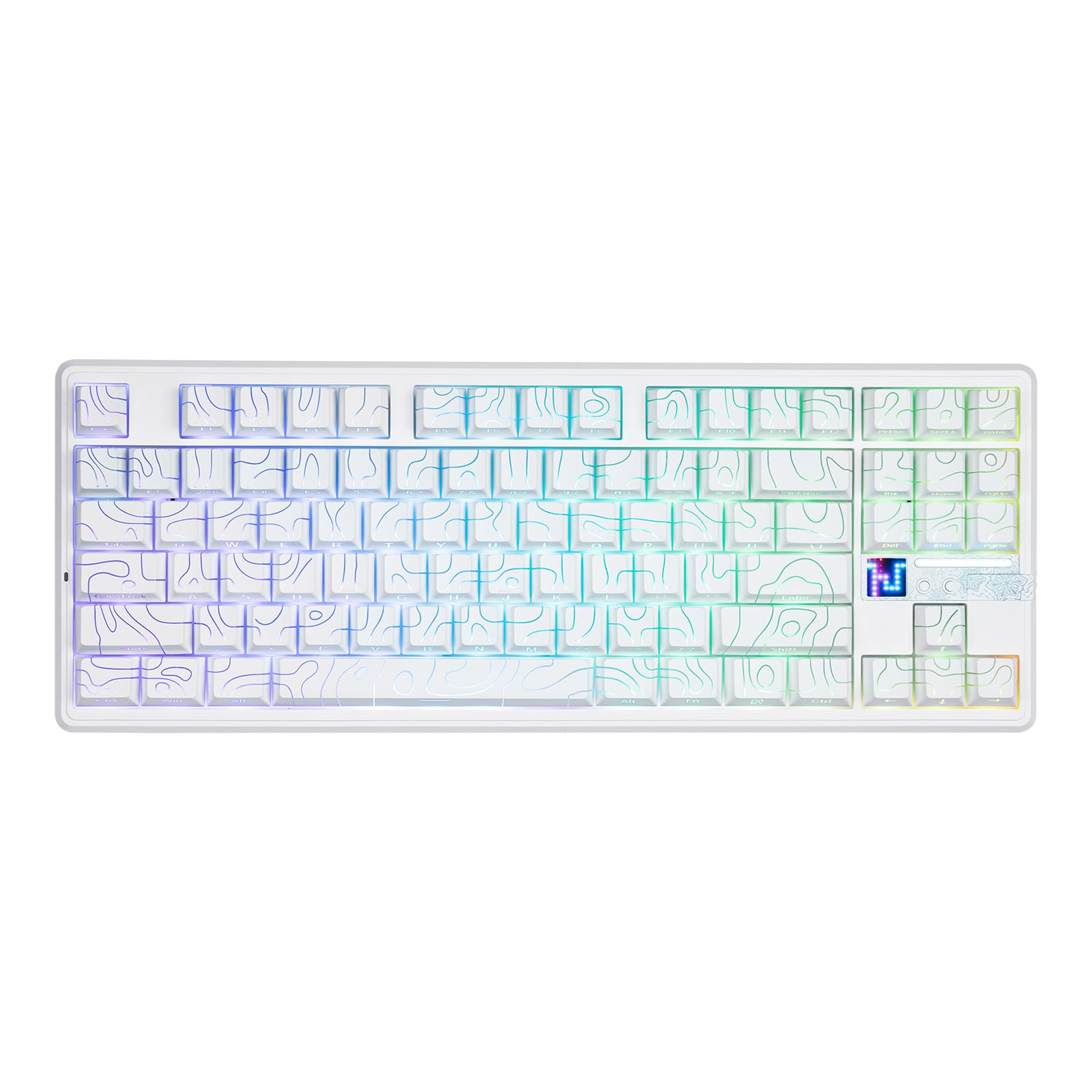 MechLands Aula F87 PRO V2 Wireless Gaming Keyboard with 10000mAh Battery, 8K Polling, SOCD/MT/TGL, BT/2.4GHz/Wired, Hot Swap TKL Mechanical Keyboard with Creamy Gasket, RGB Backlit (White)