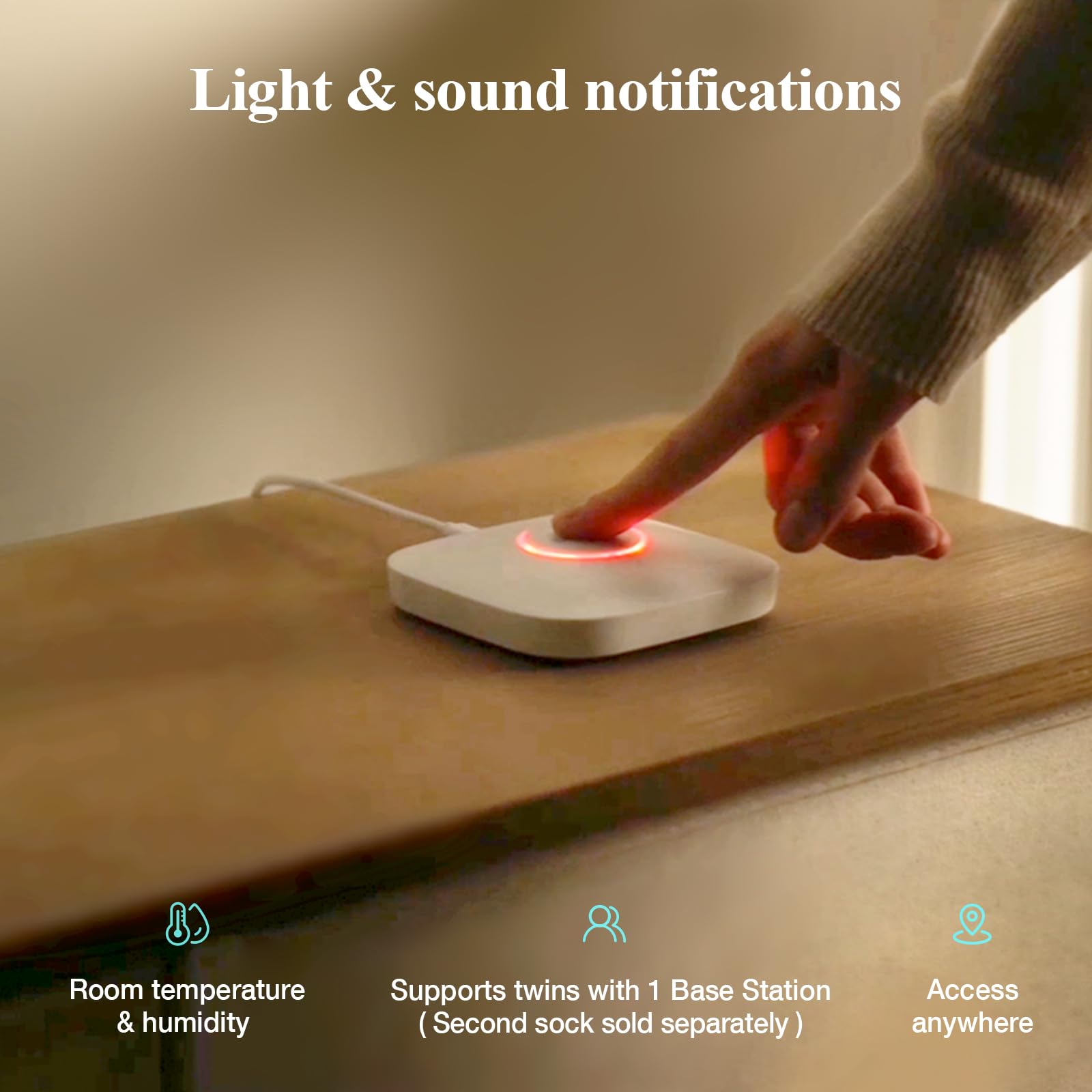 Sense-U Calcetín Inteligente (de Largo Alcance) Monitor para Bebés con Indicador de Sueño y Notificaciones en el Dispositivo, Rastrea Frecuencia Cardíaca y Movimiento Desde Cualquier Lugar
