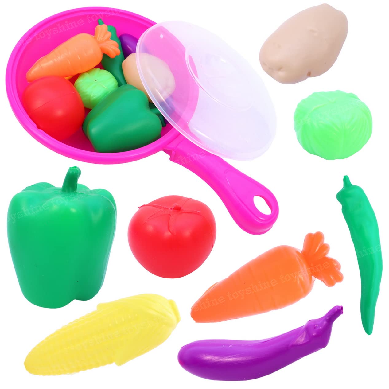 Toyshine Pack of 10 Vegetable Toy Set with Pan | Pretend Play Food Cooking Toy for Kids Learning Educational Toys for Boys Girls Toddler 3-6 Years (B09ZYF531T) Amazon Price History, Amazon Price Tracker
