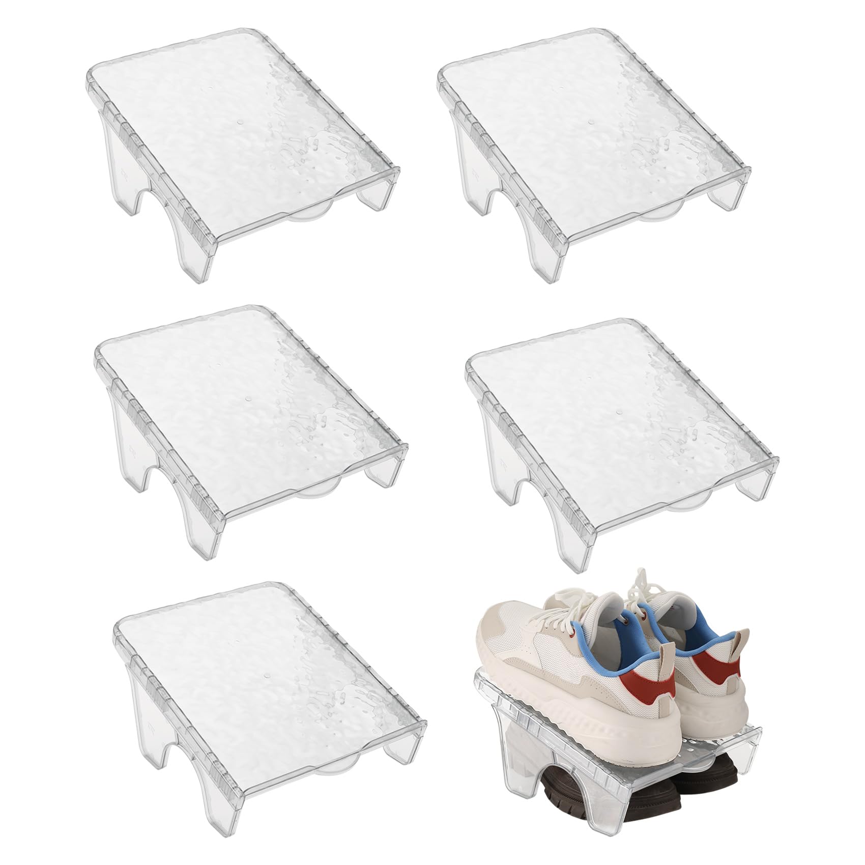 Yocdunm Women's Transparent 6 Pcs Double Layer Shoe Rack Slots Organizer Stacker Space Saving Plastic Shoe Holder Stand Shoe Rack Wardrobe Storage For Cabinet