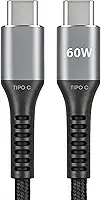 Cabo USB C Turbo Tipo C Trançado Compatível com iPhone e Samsung Resistente Carregador USB-C 2M 60W Carregamento Rápido Compatível com Cabo iPhone USB C