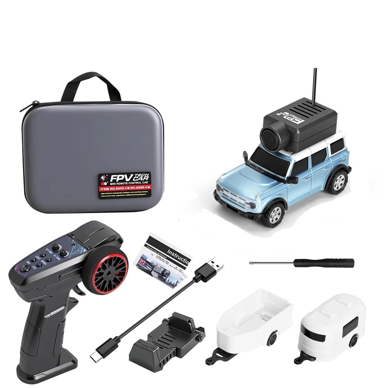6405/6406-C 1:64 skala Mini FPV RC samochód z kamerą HD 720P, pilot zdalnego sterowania 2,4 GHz, transmisja wideo w czasie rzeczywistym, aplikacja/pilot zdalnego sterowania do wyścigów halowych