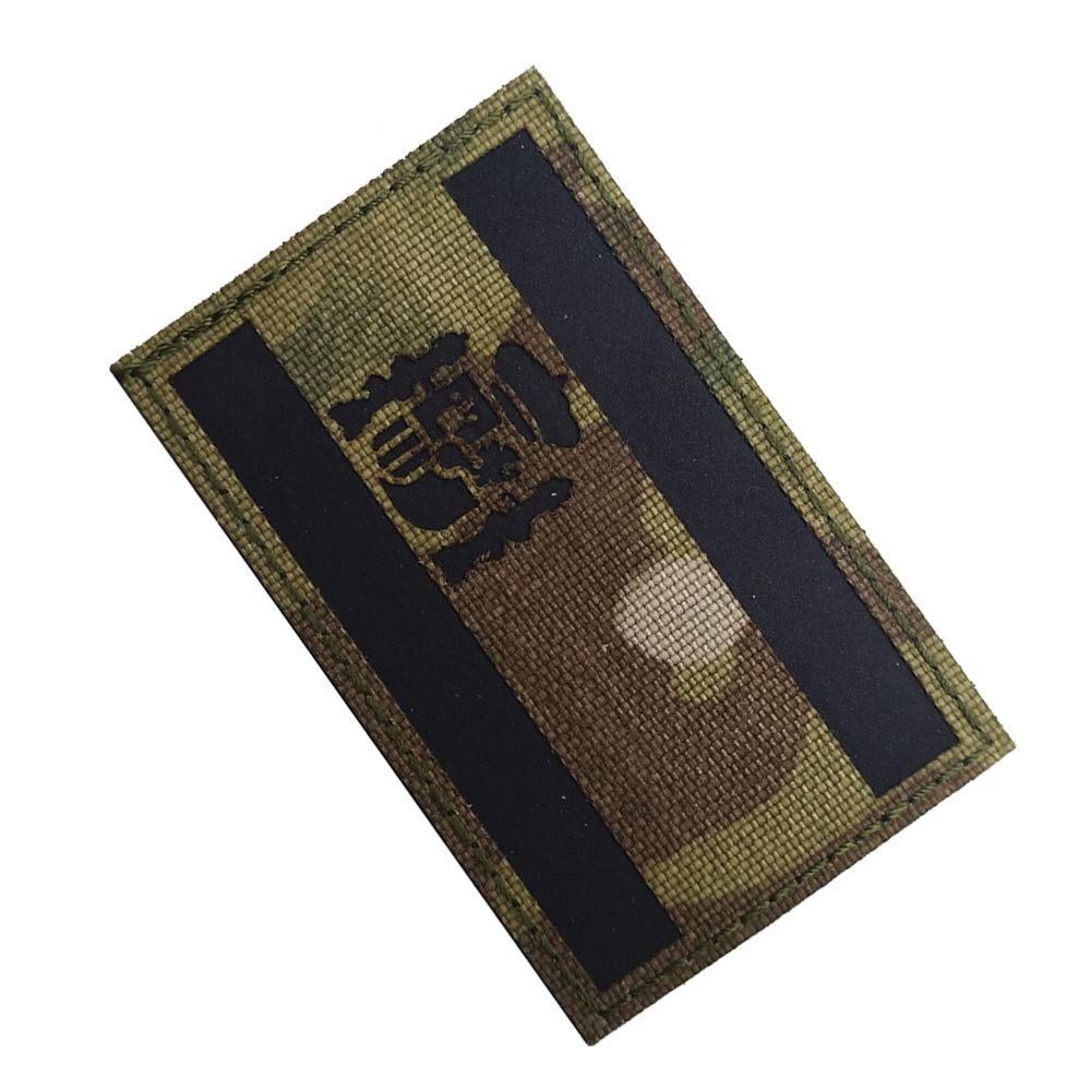 Toppa Riflettente Morale Con Bandiera Spagnola IR - Ricamo Tattico 8x5 Cm, Con Gancio, Per Zaini, Giacche, Vestiti