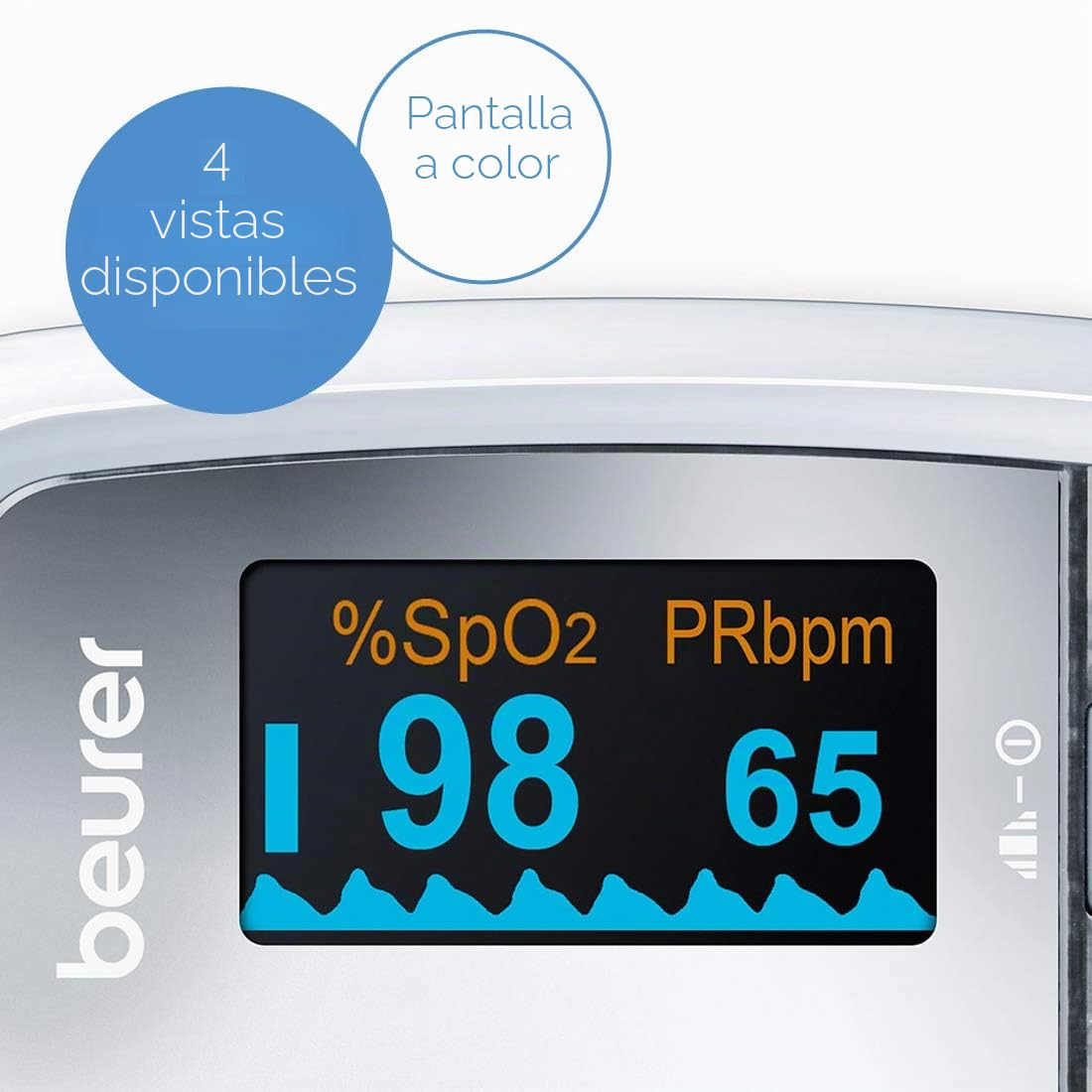 Beurer PO 45 Pulsioxímetro, medición de la saturación de ox,pantalla en color & PO 30 Pulsioxímetroi & oacute;n saturaci ox frecuencia card Blanco/Plata, 60 x 36 x 32 mm