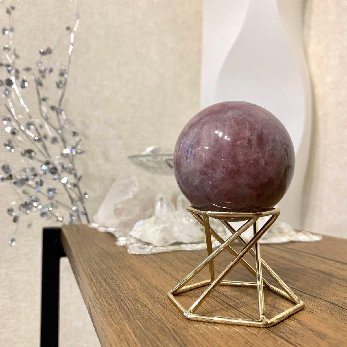 レア！　ラベンダーローズクォーツ　スフィア　マダガスカル産　天然石 Amazon.co.jp: レア ラベンダーローズクォーツ スフィア マダガスカル