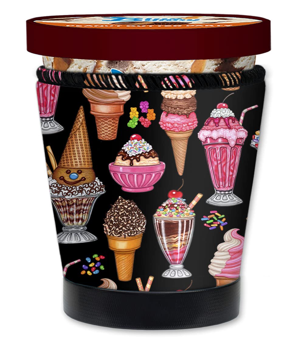 Mugzie Thick Neoprene Ice Cream Pint Sleeve – Keeps Ice Cream Cold Longer, No Drip, Made In USA