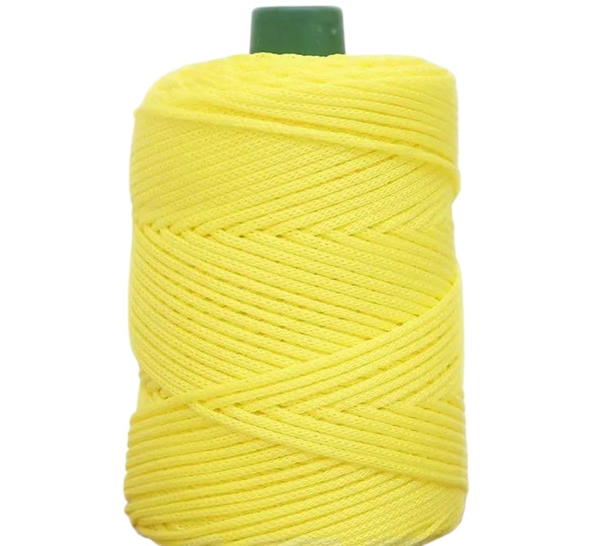 Macrame Rope Twisted String,3mm Thick Ice Silk Yarn Shiny Crochet Thread DIY Hand Knitting For Summer Hat Slipper Bag Making(Lemon Yellow)