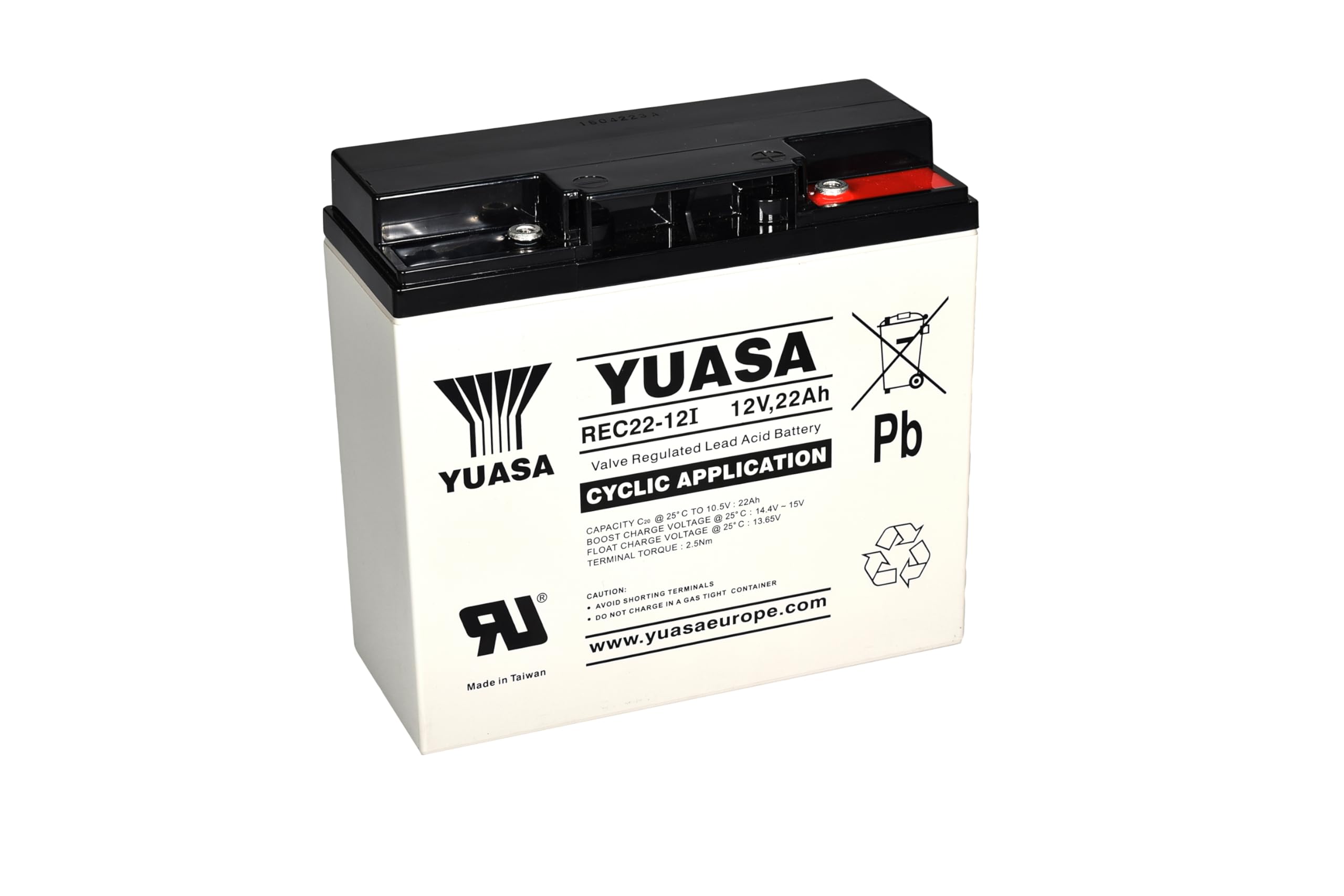 batteria di ricambio YUASA per illuminazione di emergenza, impianti di allarme 12V 22Ah resistente ai cicli