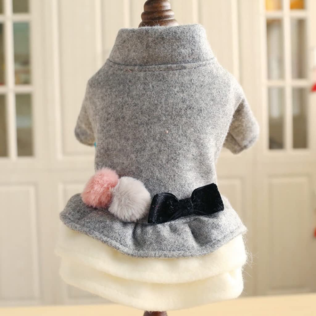 Robe pour petit chien d'automne chic et confortable avec nœud papillon L
