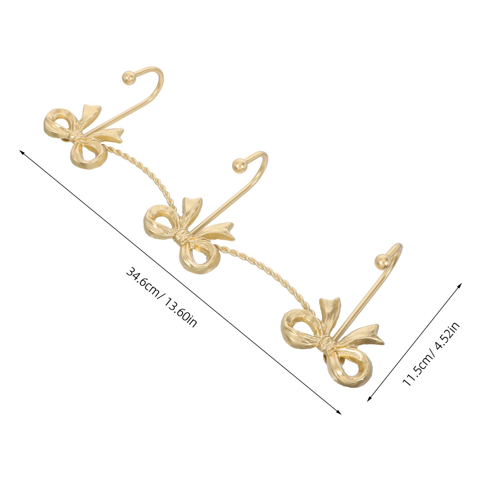 Housoutil Ganchos de Pared Metálicos de Hierro Diseño de Lazo Dorado, Set de 3 Ganchos Decorativos para Llaves, Abrigos y Toallas, Ideales para Baño, Cocina y Oficina, Ahorro de Espacio
