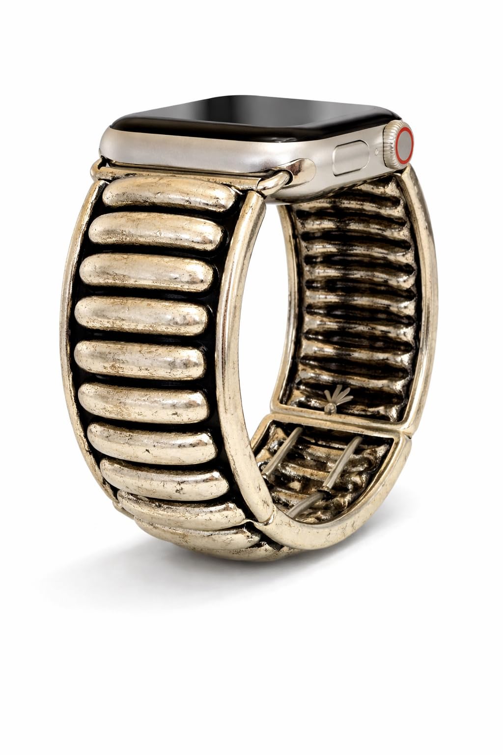 Western Bubble Stretch Apple Watch Band, Burnished Silver Elastic Bracelet Style Strap, Fits Apple Watch Series 1–10, SE, Ultra 1–3 (38–41mm / 42–46mm