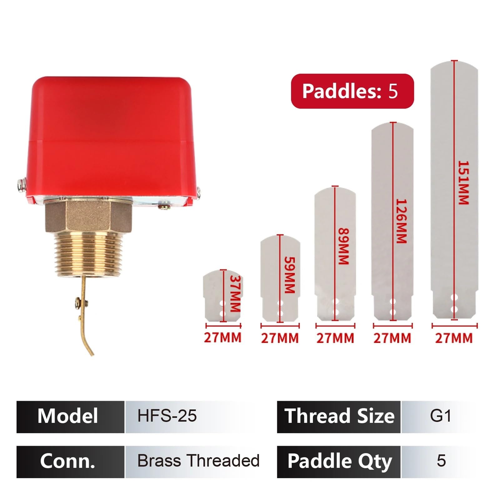 1 unidad de sensor de agua líquido SPDT con interruptor de paleta for controlador de flujo objetivo G1/2 HFS-15(HFS-25)