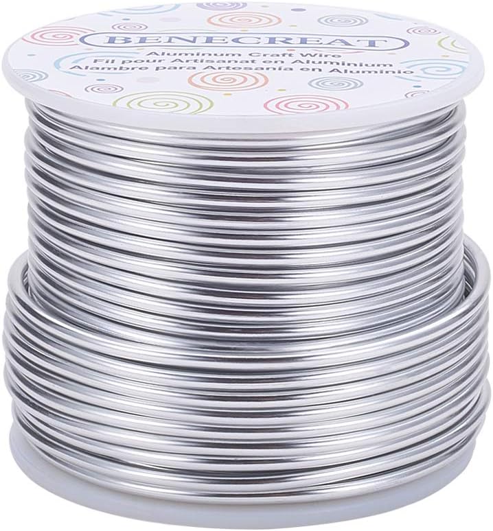 BENECREAT 10 Gauge Jewelry Craft Aluminum Wire 80 Feet Bendable Metal Sculpting Wire for Craft Floral Model Skeleton Making (Silver, 2.5mm)