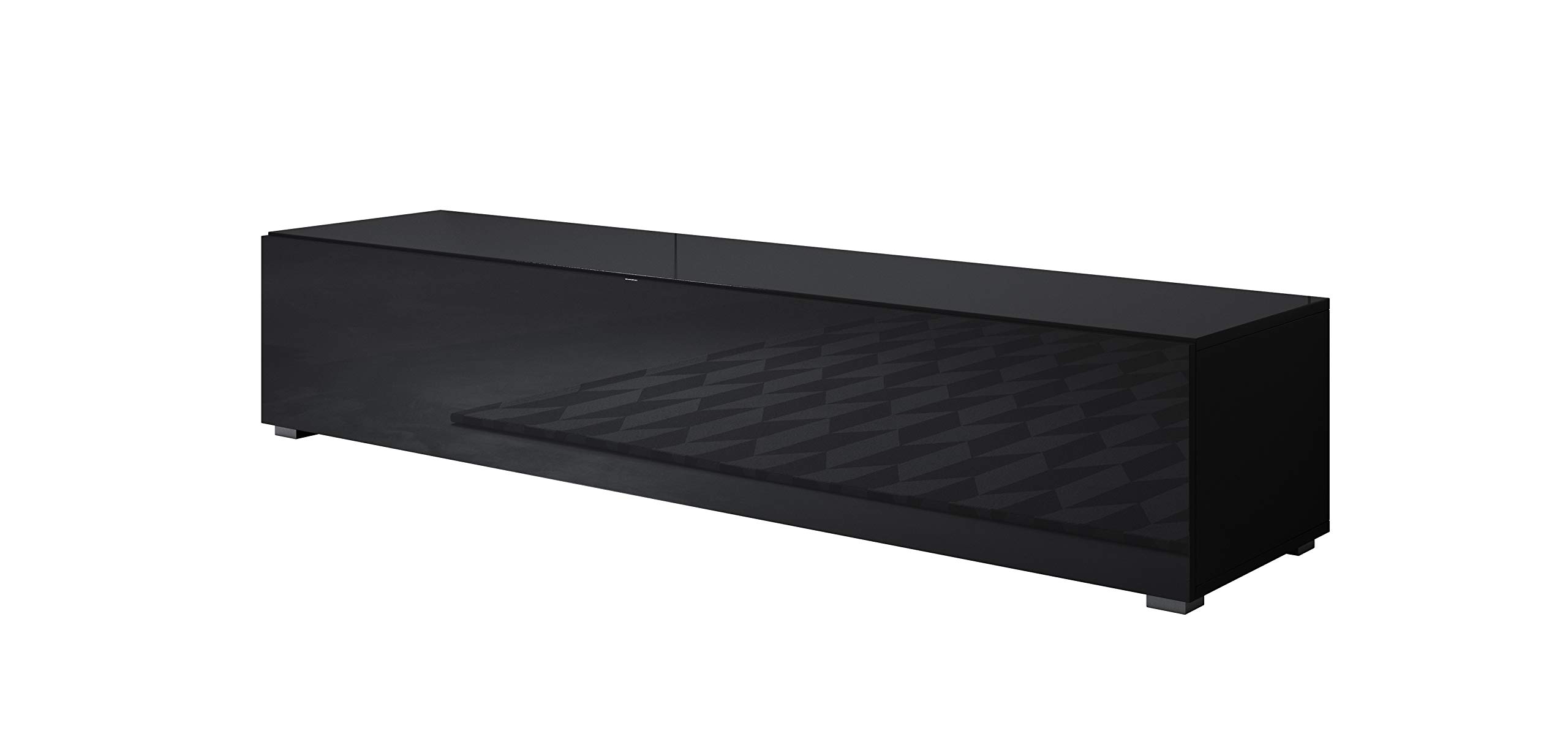 MB Muebles Bonitos, Mobile TV con Piedini 2cm Luke H2, Melamina, Finitura Lucida, Nero, 160x32x40cm