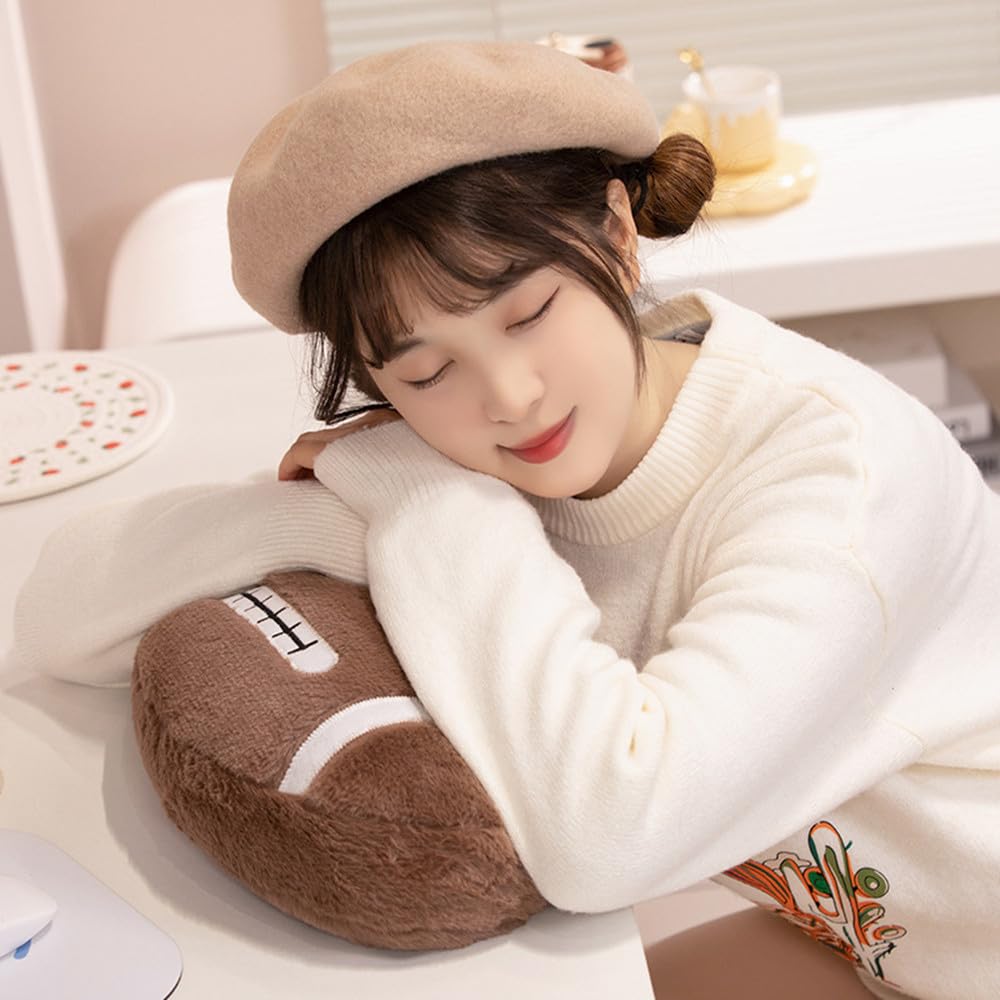 Almohada deportiva de rugby de 17.7 x 13.8 pulgadas, almohada suave de peluche, juguetes de felpa de fútbol mullidos y duraderos, regalo – para niños y niñas, decoración de habitación de sofá 7